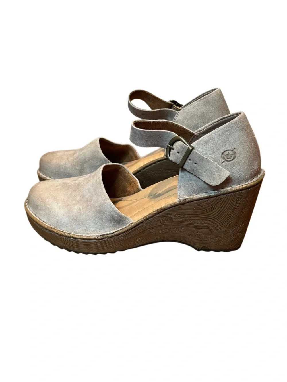 Born Nellie Hand-finished Leathers & Woodgrain-Inspired Platform Wedge Size 9
